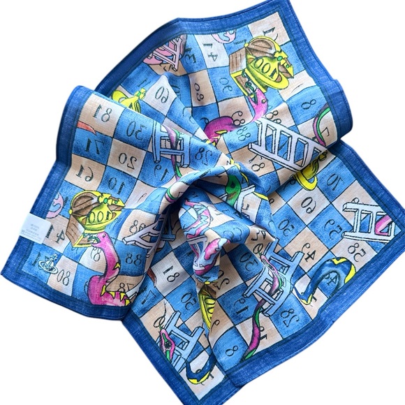 NWT Vivienne Westwood Board Game Print Handkerchief Scarf - Picture 4 of 5